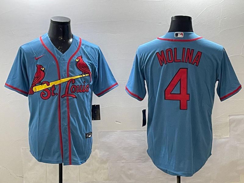 Men St.Louis Cardinals #4 Molina Light Blue Game 2025 Nike MLB Jersey style 1